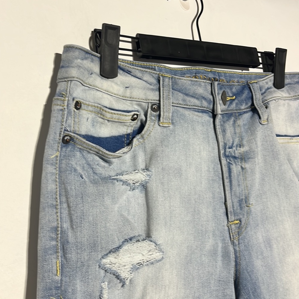 American Eagle Men’s Extreme Flex 4 Lightwash Distressed Denim Shorts Size 30 - Picture 4 of 12